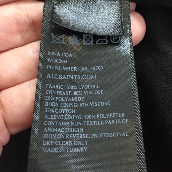 AllSaints Iona Lyocell Funnel Collar Zip Jacket 00 - Picture 7 of 8